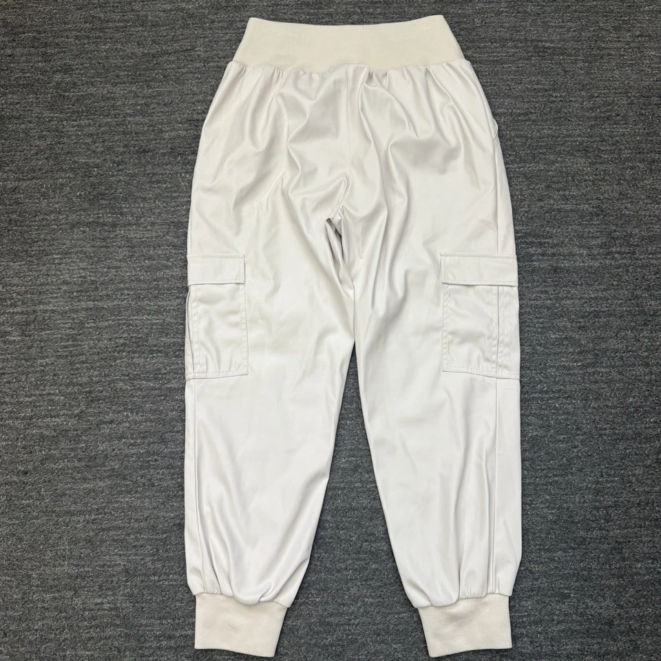Pantalones Cinq A Sept Giles Mujer XL Marfil Carga Imitación Cuero Joggers Pull On Ejército Foto 2 de 4