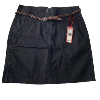 Esprit Mini Skirt Size 10 Women s Braid Belted Black Cotton Academia Normcore