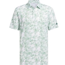 adidas Men's Ultimate365 Mesh Print Polo Shirt, White/Preloved Green