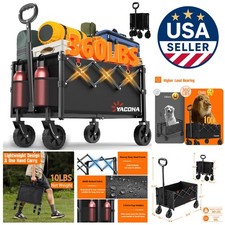 Heavy-Duty Foldable Utility Shopping Cart - 360LBS Capacity, Lightweight Black