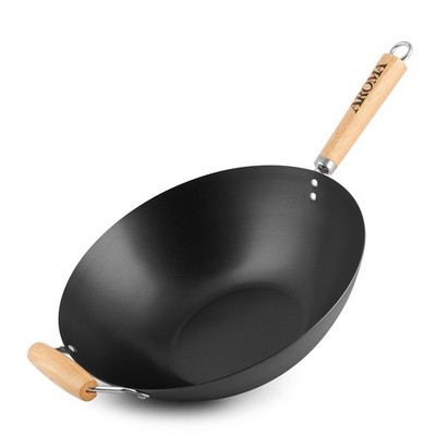 Aroma Housewares 14'' Heavy Duty Carbon Steel Cookware (ANW-102) Non-Stick Wok...