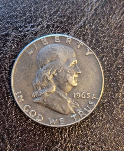 1963 D Franklin Half Dollar Circulated VF Toned 90% Silver Guaranteed Genuine
