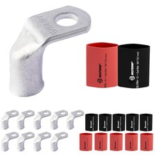 10pcs - 1/0 AWG 5/16 Stud 90  Bent Battery Lugs- Terminal Connectors with 12p...