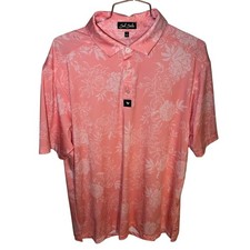 Bad Birdie Mens Pink Floral Rose Golf Polo Shirt Short Sleeve Size Large M0438