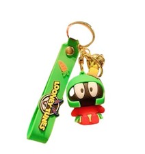Marvin Martian Cartoon 3D Character Charm Green Strap Keychain Keyring