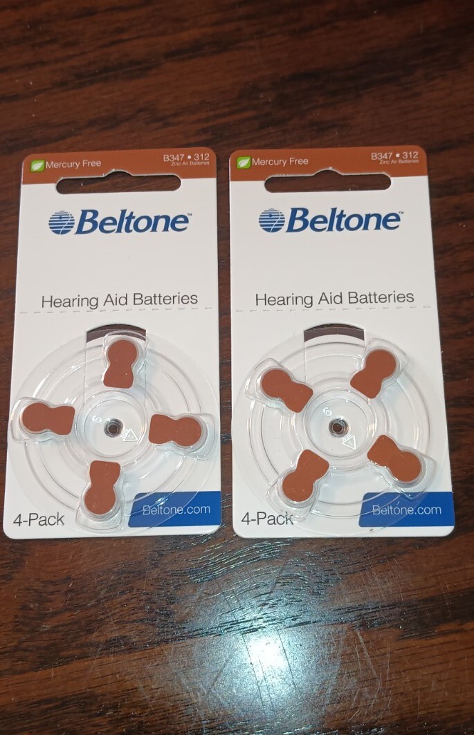 4 Pack Beltone Hearing Aid Zinc Air Batteries B347 312 Mercury Free