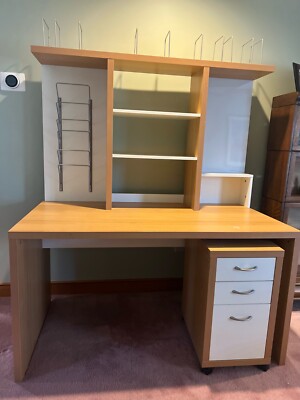 Deluxe IKEA Desk with shelves, dry-erase board, storage & drawer