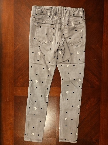 Gap Denim Girls Size 7 Adjustable Stretch Super Skinny Gray Cats Polka Dots - Picture 2 of 13