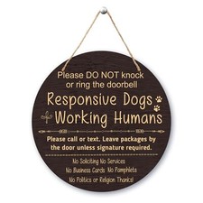 No Soliciting Sign For House, Do Not Knock Or Ring Doorbell Wooden Sign For F...