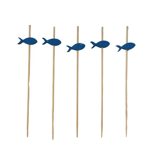 Cocktailpicks Vorspeisen Picks 100Stück 12cm/4.7inch Blauer Fisch Fruchtstock - Bild 4 von 12