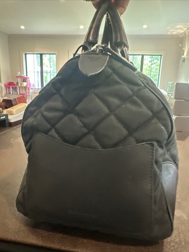 Ralph Lauren Leather & Fabric Bag Quilted Purse Handbag Saddle Charm Very CLEAN - Picture 2 of 15