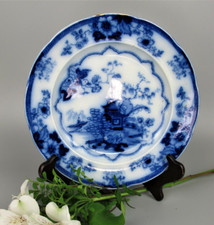 TALLI Blue Flow Plate. J & R Godwin Cobridge. 9.5"  Antique / Vintage. c.1850