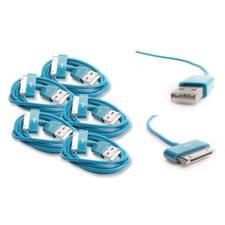 5X 10FT 30-PIN USB DATA POWER CHARGER AQUA CABLE DOCK CONNECTOR IPHONE IPOD IPAD