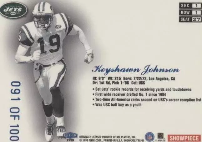 1998 Flair Showcase Keyshawn Johnson #27