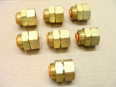 SPORE 3/8 air line tube push lok push tite brass fitting NPT adapter LOT of 7