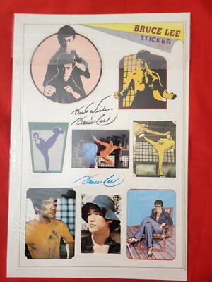 Bruce Lee Complete Sticker Card 6 Set - No. 2, & 6 are signed by Bruce Lee.  Vtg