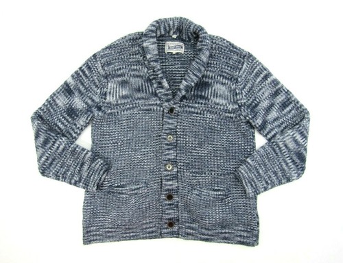 Heavyweight Sweater Shawl Cardigan Blue 