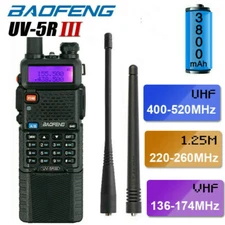 BAOFENG UV-5RIII Tri-Band 5W 3800mAh Walkie Talkie Long Range Two Way Ham Radio