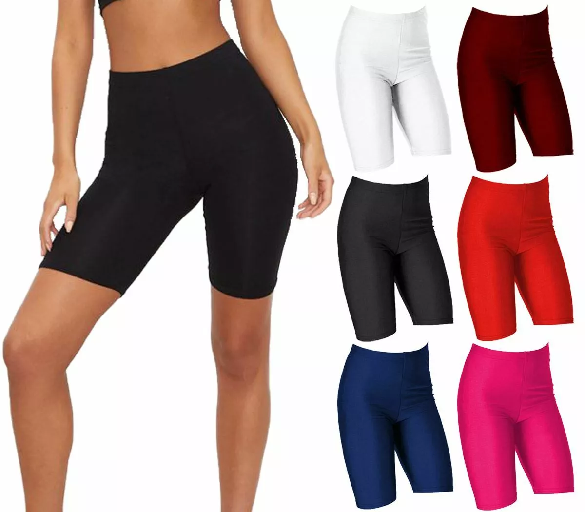 Womens Ladies Shiny Super Stretchy Lycra Leggings Cycling Dance Zumba  Shorts