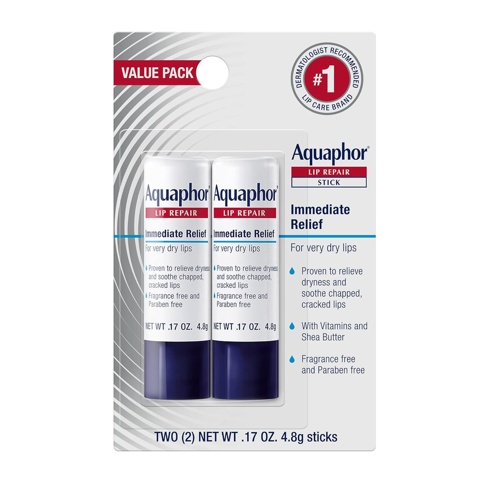 Aquaphor Lip Repair Stick Protectant Moisturizing Balm Multipack 0.17 Oz, 2 Pack