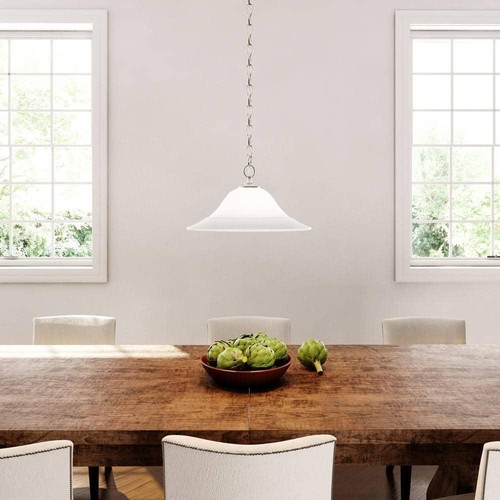 Progress Lighting Pendant 1-Light W/ Etched Glass 9.5"H x 18"W x 18"D Shaded - Picture 2 of 5