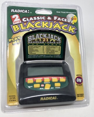 RADICA Electronic Handheld Blackjack 21 Regular Face Up Travel Pocket Game NEW