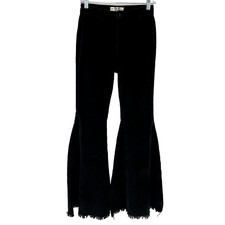 We The Free Pants Women 25 Black Corduroy Super Flare Stretch High Rise Raw Hem