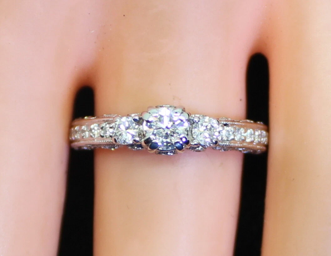 GORGEOUS Estate 14K Gold Women s .57 Ct RB Diamond Ornate Wedding