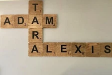 PERSONALIZED HAND CUT LARGE WALL ART SCRABBLE TILES - FINISHED WOOD 4in x 4in