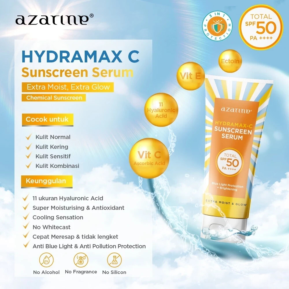 AZARINE Hydramax-C Sunscreen Serum SPF50 PA++++ Moisturizing & Glowing 40 ml