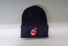 MLB Cleveland Indians Chief Wahoo Embroidered Knit Beanie Cap Hat  New