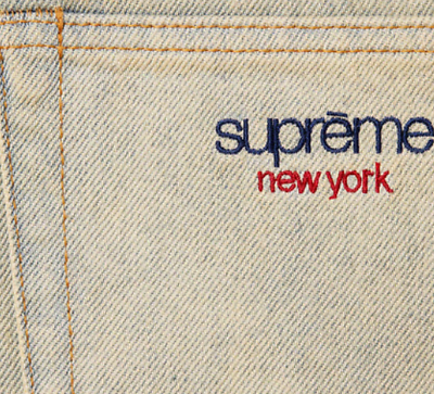 Supreme Baggy Jean Dirty Indigo Classic Logo Size 38 Rare Ships