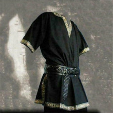 & Viking Norveseman Sassone Cosplay Costume Uomo Medievale Rinascimento Tunica Top Camicia