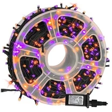  164 FT Halloween String Lights, Waterproof Halloween 500 LED Purple & Orange