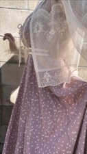 Authentic 1970's vintage Mauve pink Cherry print calico Gunne Sax sundress