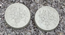 2 x Grey Handmade Concrete  Stepping Stones, Daffodil design, SUMMER SALE