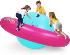 8FT Inflatable Dome Rocker Bouncer, Outdoor Kids Giant Roll and Play Seesaw Rock