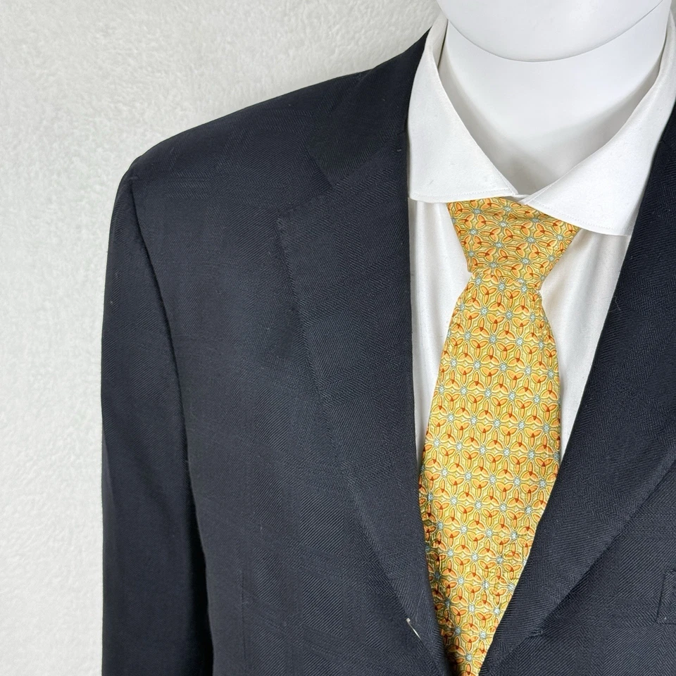 Blazer Abrigo Deportivo Isaia Negro Ventana Mezcla Lana Seda 54 IT 44 EE. UU. Foto 2 de 4