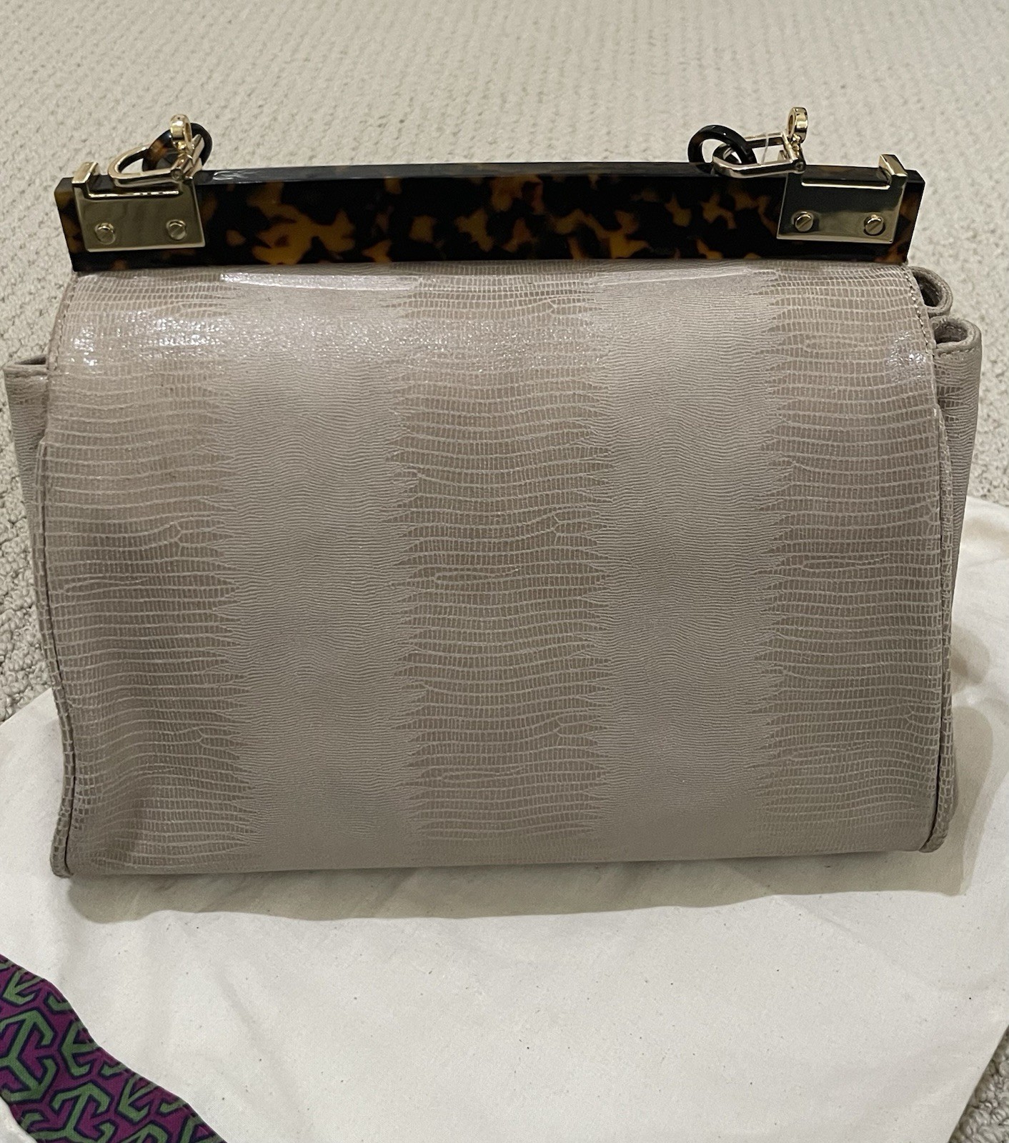 Tory Burch Lizard Medium Resin Top Handbag Rare! NWT image 5