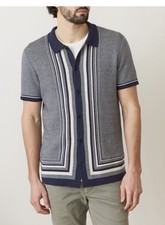 NWT Marine Layer Mens Ethan Short Sleeve Sweater Button Dow Blue Sz L 128
