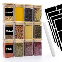 Vorratsdosen Glas 12Er Set GewüRzgläSer Eckig Holzdeckel KüChe 280Ml Stapelbar