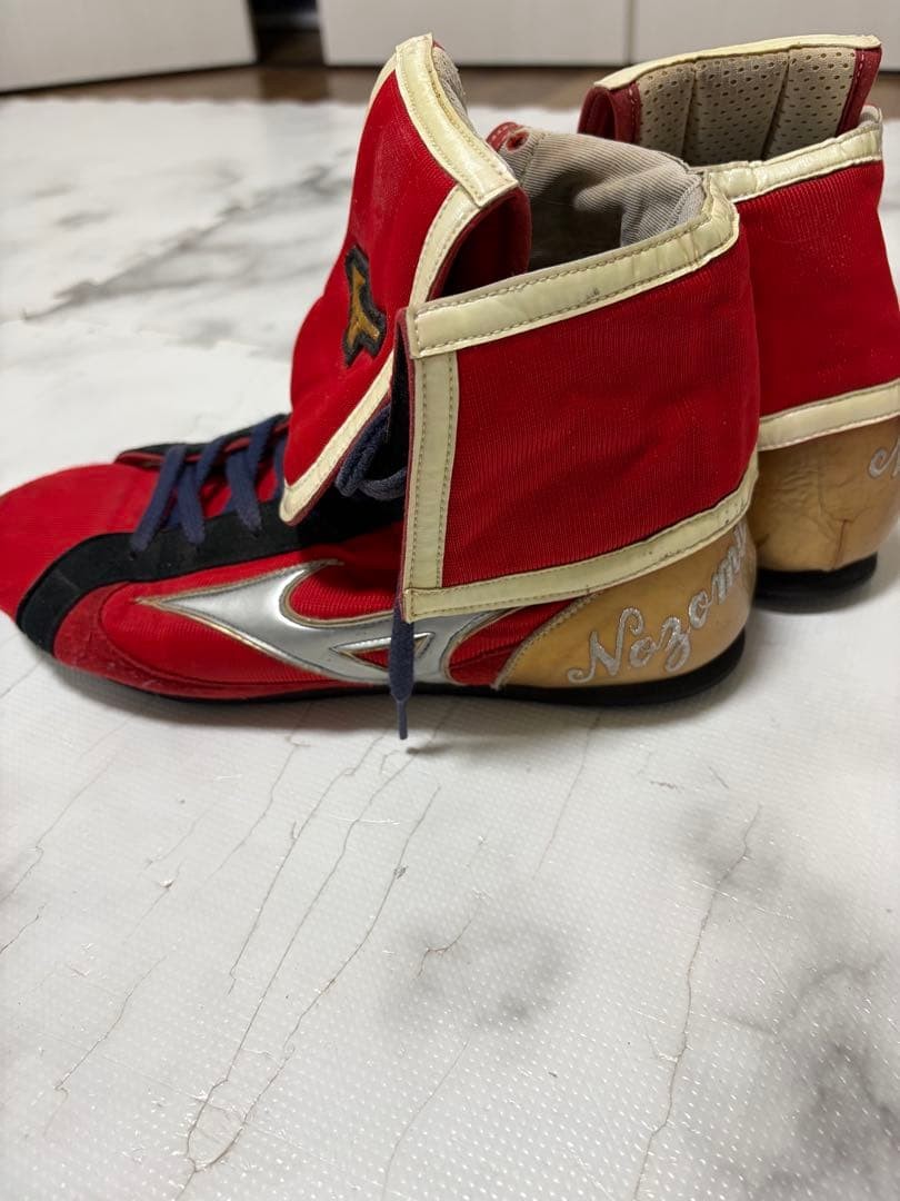 Mizuno Custom Order Boxing Shoes Red High Cut Flat Sole Size 25.5