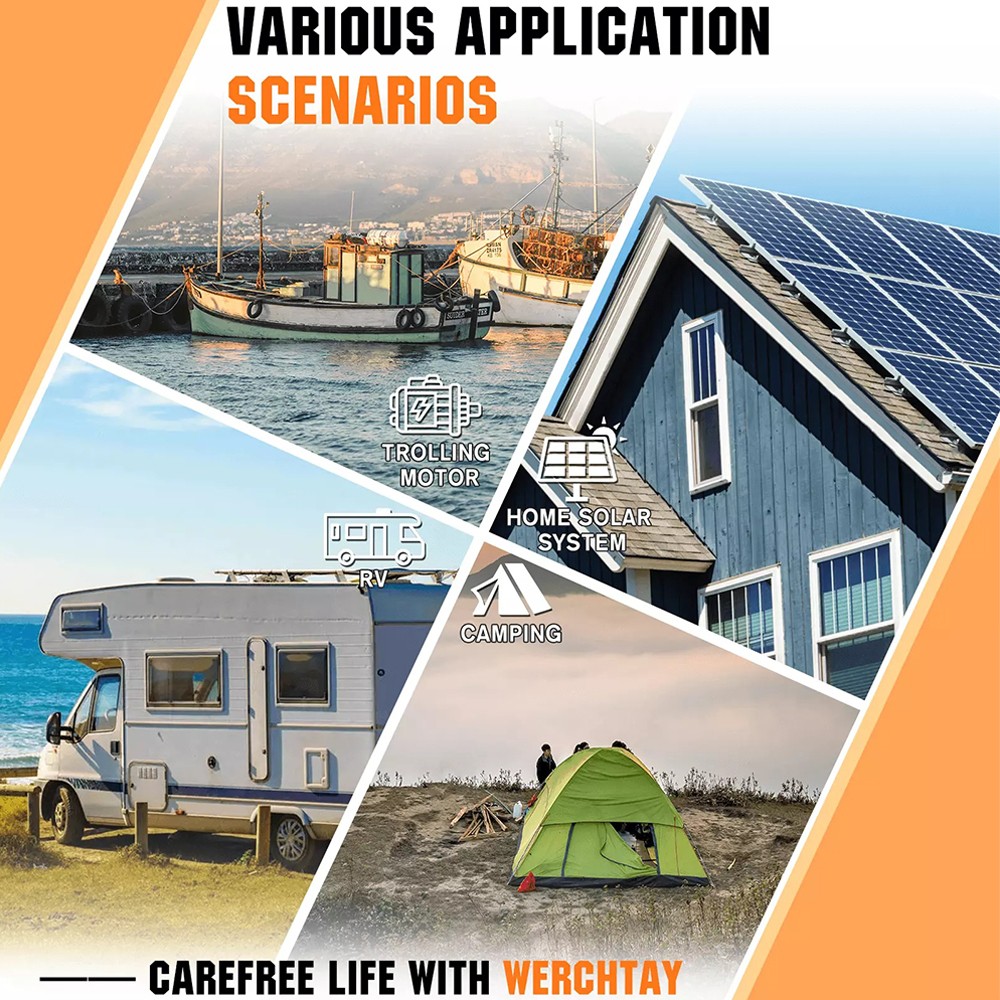 200Ah 12V LiFePO4 Lithium Battery Built-in BMS for RV Marine Off-Grid Solar