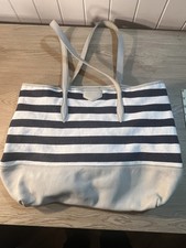 L.K.Bennett Blue And Cream Striped Tote Bag With Leather