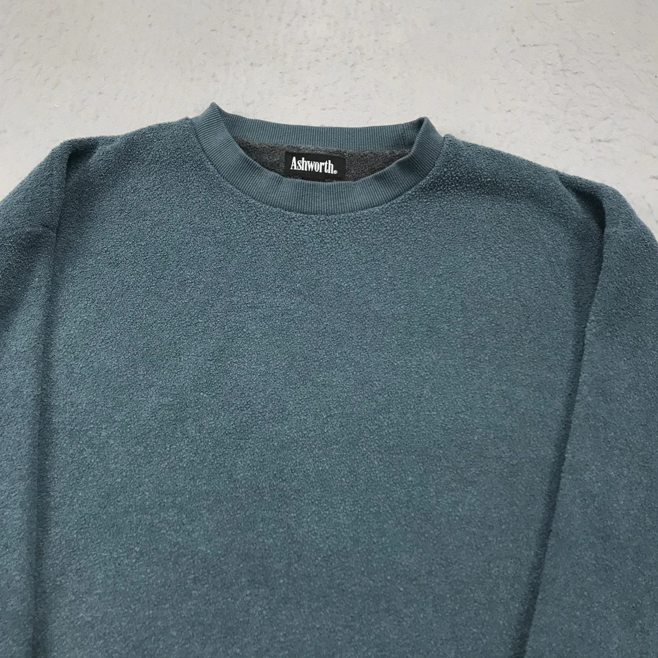 VINTAGE Ashworth Golf Sweatshirt Mens 2XL XXL Blue Terry Towel Crewneck 90s - Image 3 of 4