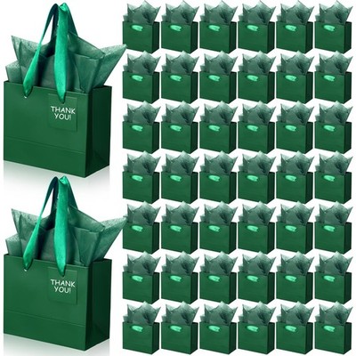 Zhanmai 100 Pcs Mini Gift Bags 4.7 x 2.4 x 3.9 Inch Bulk Kraft Gift Bags with Ha