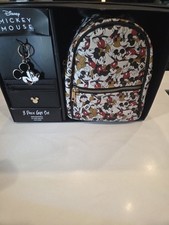 DISNEY Mickey Mouse 3 Piece Gift Set Mini Backpack Keychain  Card Wallet NIB 
