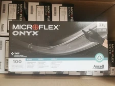 (100/Pk) ANSELL Microflex Onyx N645 Nitrile Exam Gloves - XXL Black 