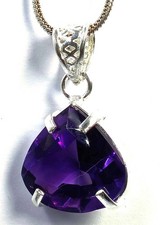 35.60 Ct Natural Purple Amethyst Pendant Pear Shape 925 Sterling Silver IGL 6MHK