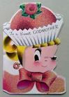 Cupcake bonnet woman godmother glitter vintage Mother's Day  greeting card #A21
